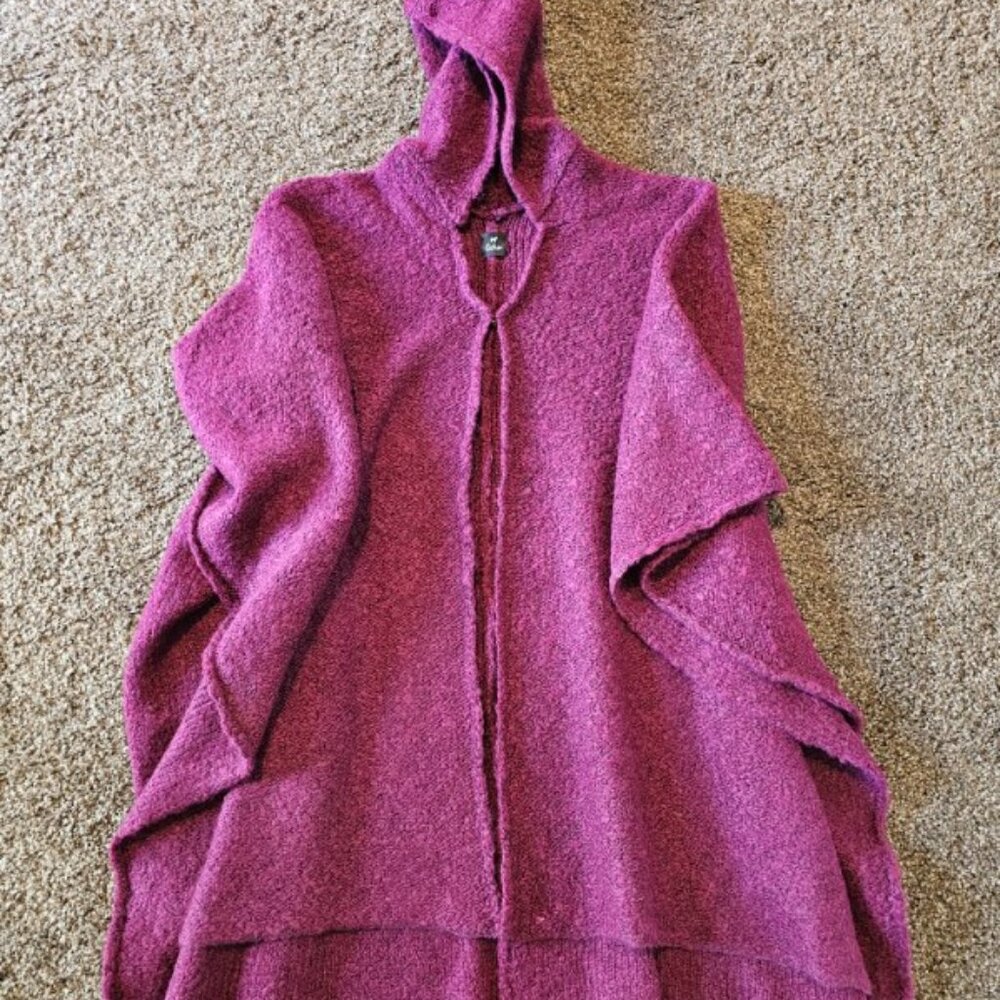 Echo Alpaca Hooded Poncho, Cape, Magenta, One Size